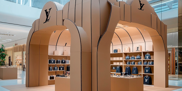 El impacto del cartón corrugado en el diseño de lujo: Louis Vuitton y su stand ecológico